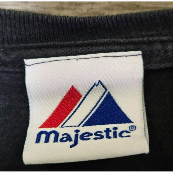 VTG Majestic SF Giants Faded Black MLB Authentic Short Sleeve T-Shirt Sz L/XL* - Picture 6 of 9